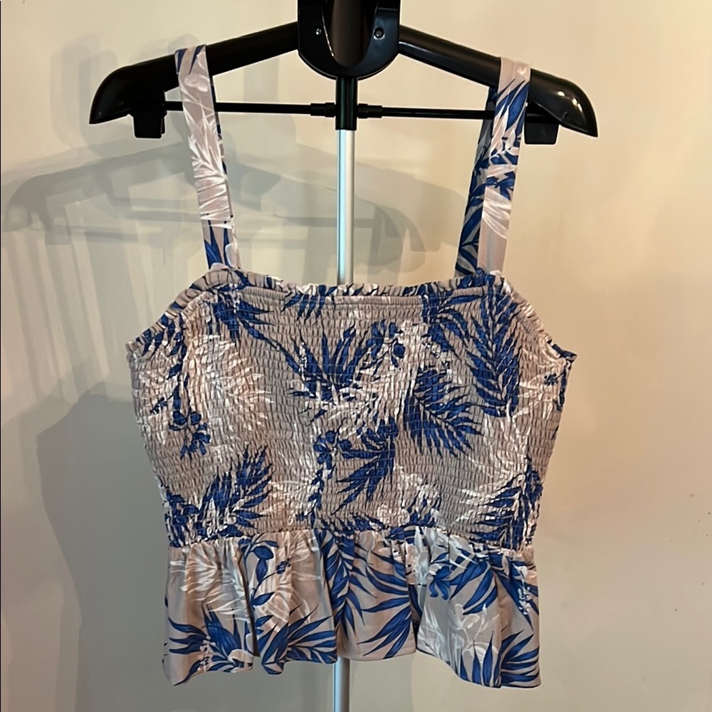 BCBGMaxAzria Blue Peplum Bustier Tank Top
